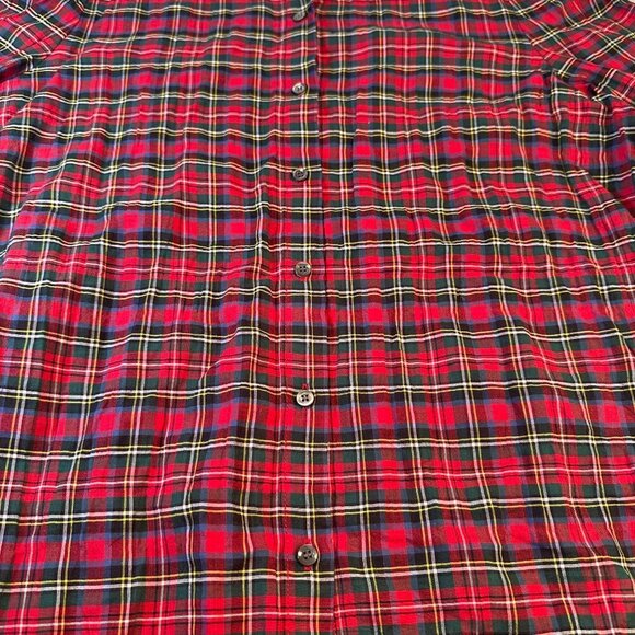 J Mclaughlin Blouse Women Royal Stewart Tartan Plaid Shirt Christmas Top - Picture 9 of 12